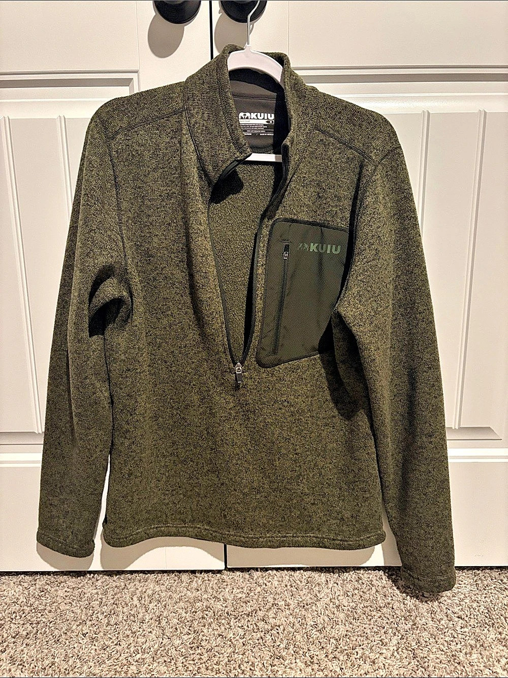 KUIU Base Camp High Loft Sweater Fleece 1/4 Zip Pullover Green Medium